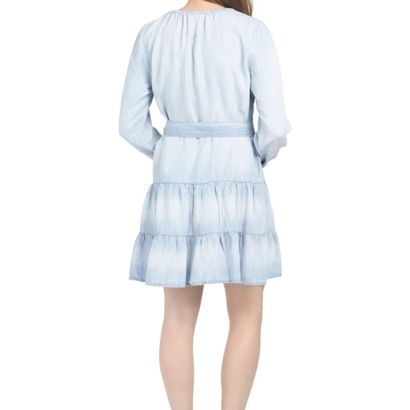 Cloth & Stone Gathered Tie Waist Ruffle Skirt Chambray Dress XS - Picture 2 of 11